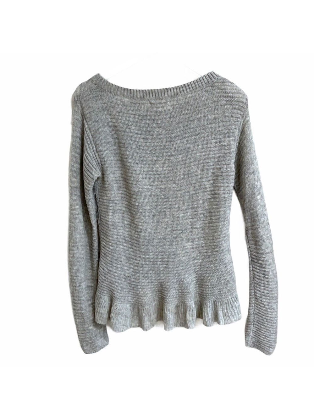 Anthropologie eyelash stripe ruffle hem sweater SZ S - Picture 3 of 6
